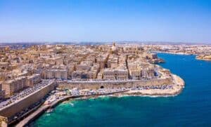 Valletta harbour and fortress walls Malta