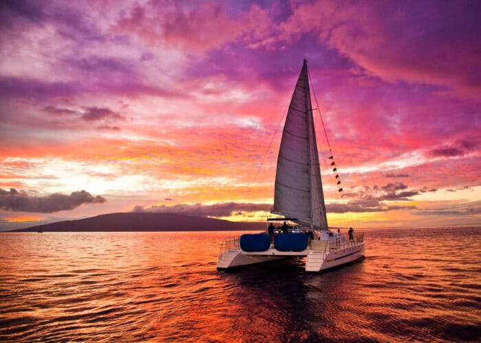 Catamaran in the sunset in Malta