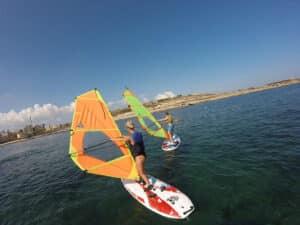 Windsurfers showing progress during a course in Malta